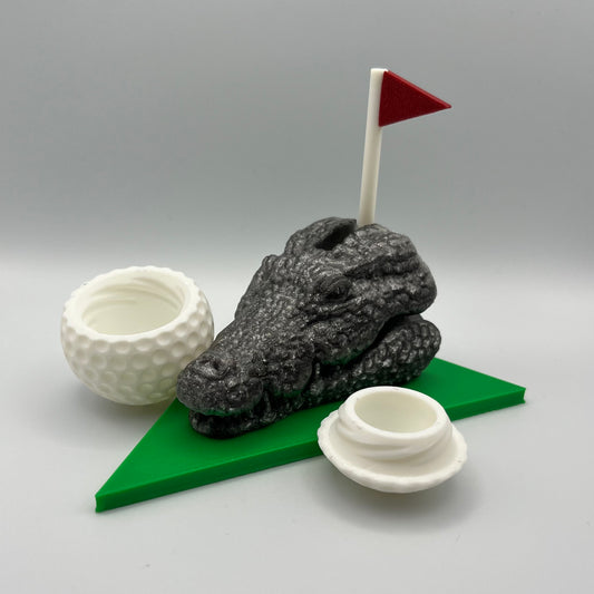 Crocodile Golf Ball Holder with Secret Compartment - 3D Printed